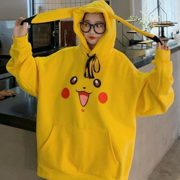 None Sweaters - Pokemon Pikachu Sweater Hoodie | Women Graphic Kawaii Coat Jacket Winter Cosplay